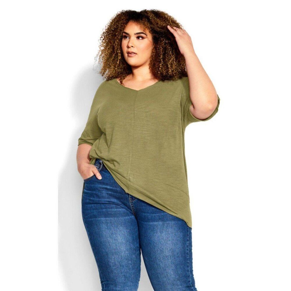 AVENUE Essence Slub Olive Top NWT Size XL